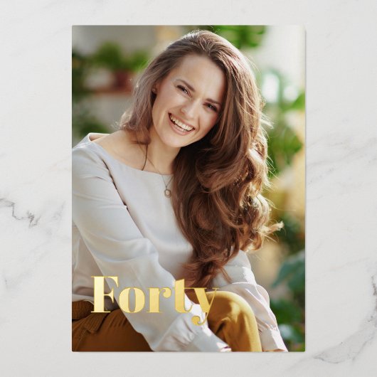 Zwart Goud Elegant Modern Minimalistisch 40e Verja Folie Uitnodiging (Voorkant)