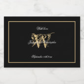 Zwart & Goud Elegant Monogram Chique Bruiloft Mini Likeurfles Etiket (Enkel label)