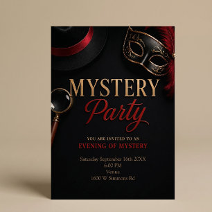 Zwart & Goud Elegant Mysterie Feest Kaart