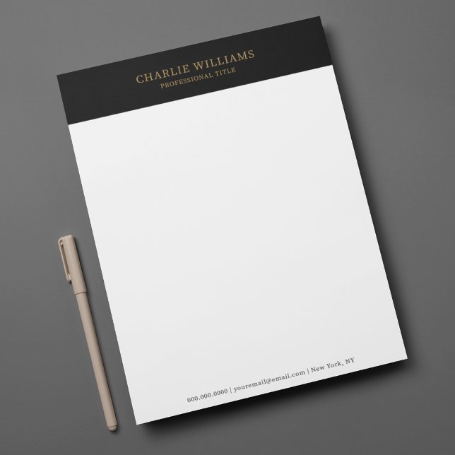 Zwart Goud Elegant Professioneel Custom Letterhead Briefhoofd (Black Gold Elegant Professional Custom Letterhead
)