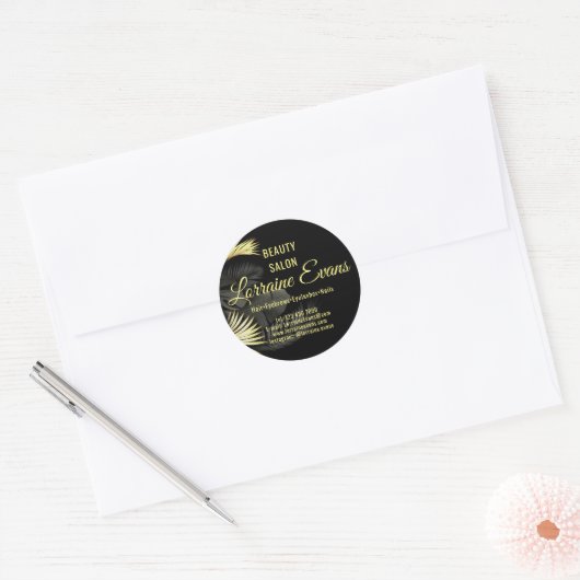 Zwart Goud Elegant Ronde Sticker (Envelop)