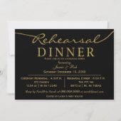 zwart goud Elegant Script Rehearsal Dinner Kaart (Voorkant)