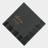 Zwart Goud Elegant Stijlvolle Lettering Cheers Eve Folie Servetten (Rechts)