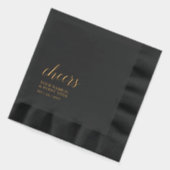 Zwart Goud Elegant Stijlvolle Lettering Cheers Eve Folie Servetten (Links)