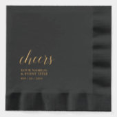 Zwart Goud Elegant Stijlvolle Lettering Cheers Eve Folie Servetten (Voorkant)