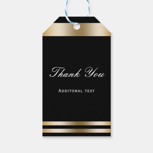 Zwart Goud Elegant Verloving Evenement Bruiloft Fa Cadeaulabel (Voorkant)