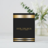 Zwart & Goud Elegant Verloving Save the Date Briefkaart (Staand voorkant)