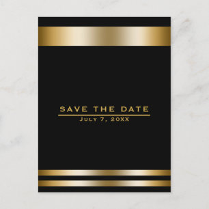 Zwart & Goud Elegant Verloving Save the Date Briefkaart