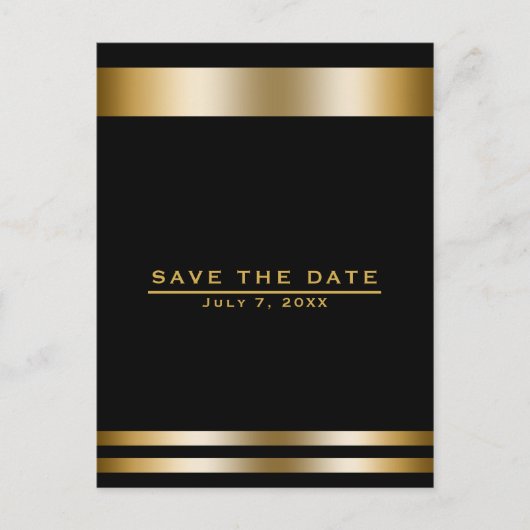 Zwart & Goud Elegant Verloving Save the Date Briefkaart (Voorkant)