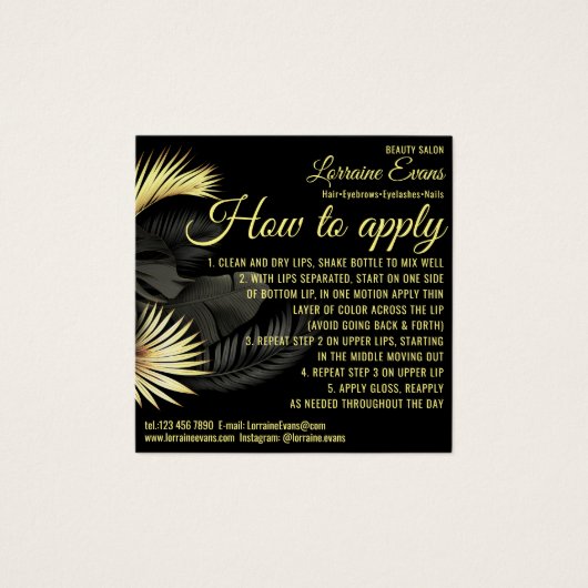 Zwart Goud Elegant Vierkante Visitekaartjes (Voorkant)