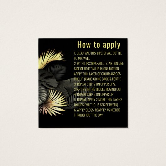 Zwart Goud Elegant Vierkante Visitekaartjes (Achterkant)