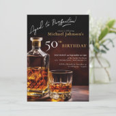 Zwart Goud Elegant Whiskey 50e Verjaardagsfeestje Kaart (Staand voorkant)
