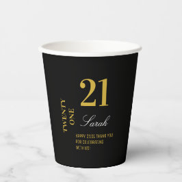 Zwart & Goud Elegante 21e Verjaardagsfeestcocktail Papieren Bekers
