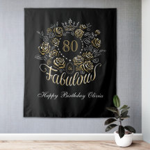 Zwart Goud Elegante Bloem 80 & Verjaardag Fabulous