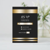 Zwart & Goud Elegante Chic Party Wedding RSVP (Staand voorkant)
