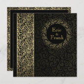 Zwart Goud Elegante Formele Huwelijksuitnodiging Kaart (Voorkant / Achterkant)