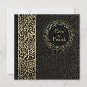 Zwart Goud Elegante Formele Huwelijksuitnodiging Kaart (Voorkant)