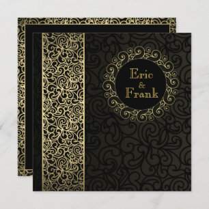 Zwart Goud Elegante Formele Huwelijksuitnodiging Kaart