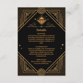 Zwart Goud Elegante Geometrische Art Deco Wedding Informatiekaartje (Voorkant)