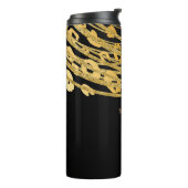 Zwart & Goud Elegante Glitter Luipaard Jachtluipaa Thermosbeker (Gedraaid links)