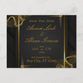 Zwart & Goud Elegante Huwelijksuitnodiging Briefkaart (Voorkant)