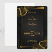 Zwart & Goud Elegante Huwelijksuitnodiging Kaart (Voorkant / Achterkant)