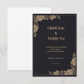 Zwart & Goud Elegante Huwelijksuitnodiging Kaart (Voorkant / Achterkant)