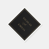 Zwart Goud Elegante Kalligrafie Wedding Servet (Hoek)