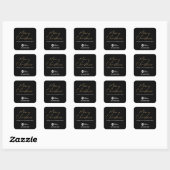 Zwart Goud Elegante Kerst Custom Logo Business Vierkante Sticker (Vel)