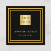 Zwart goud elegante logo QR code Vierkante Visitekaartje (Voorkant)