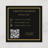 Zwart goud elegante logo QR code Vierkante Visitekaartje (Achterkant)
