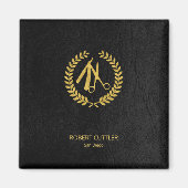 Zwart Goud Elegante Luxe Kapper Shop Magneet (Voorkant)