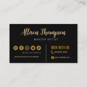 Zwart Goud Elegante Make-up Artist Visitekaartjes (Achterkant)
