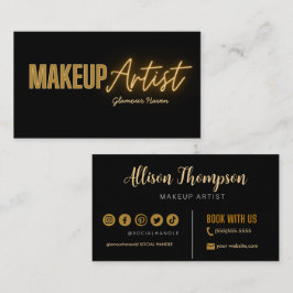 Zwart Goud Elegante Make-up Artist Visitekaartjes