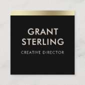 Zwart Goud Elegante Minimale Typografie QR Code Vierkante Visitekaartje (Voorkant)