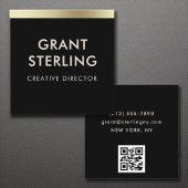Zwart Goud Elegante Minimale Typografie QR Code Vierkante Visitekaartje