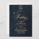 Zwart Goud Elegante Minimalistische Huwelijk Kaart (Voorkant)