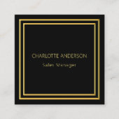 Zwart goud elegante minimalistische QR-code Vierkante Visitekaartje (Voorkant)