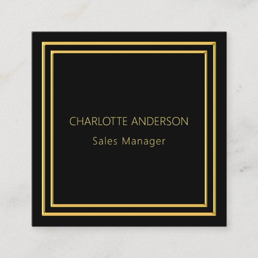 Zwart goud elegante minimalistische QR-code Vierkante Visitekaartje (Voorkant)