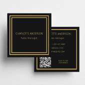 Zwart goud elegante minimalistische QR-code Vierkante Visitekaartje