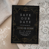 Zwart & Goud Elegante moderne klassieke bruiloft Save The Date
