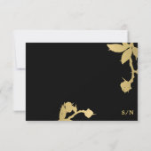 Zwart goud elegante monogram maaltijd keuze bruilo RSVP kaartje (Achterkant)