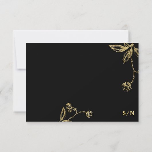 Zwart goud elegante monogram maaltijd keuze bruilo RSVP kaartje (Achterkant)