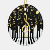 Zwart Goud Elegante Muziek Notitie piano toetsen Keramisch Ornament (Links)