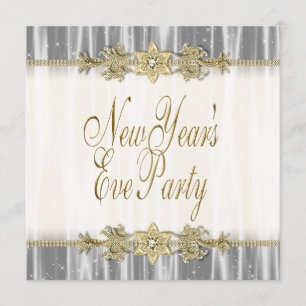 Zwart Goud Elegante Oudejaarsavond Uitnodigingen