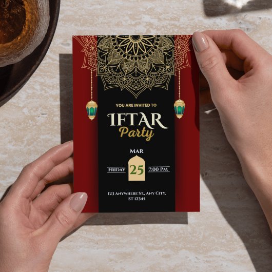 Zwart Goud Elegante Ramadan Iftar Party Uitnodigin Kaart