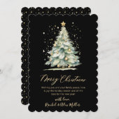 Zwart Goud Elegante Script Tree Non Foto Kerstmis Feestdagenkaart (Voorkant / Achterkant)