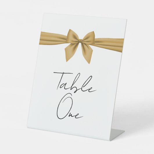 Zwart & goud elegante trouwtafel nummers reclamebord met voetstuk (Voorkant)