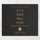 Zwart goud elegante verjaardag gepersonaliseerd sparkling wijnetiket (Enkel label)