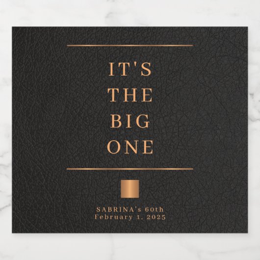 Zwart goud elegante verjaardag gepersonaliseerd sparkling wijnetiket (Enkel label)